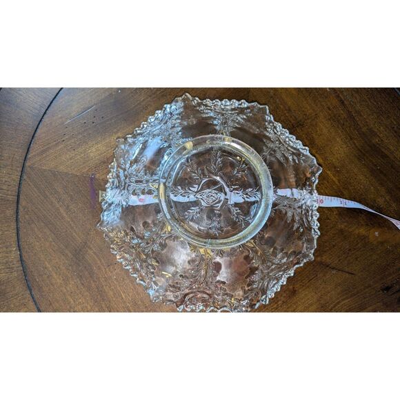 EAPG LABELLE ROSE CUT GLASS BOWL 1905 9.5" GOLD EMBELLISHMENTS VINTAGE ANTIQUE - Picture 6 of 6